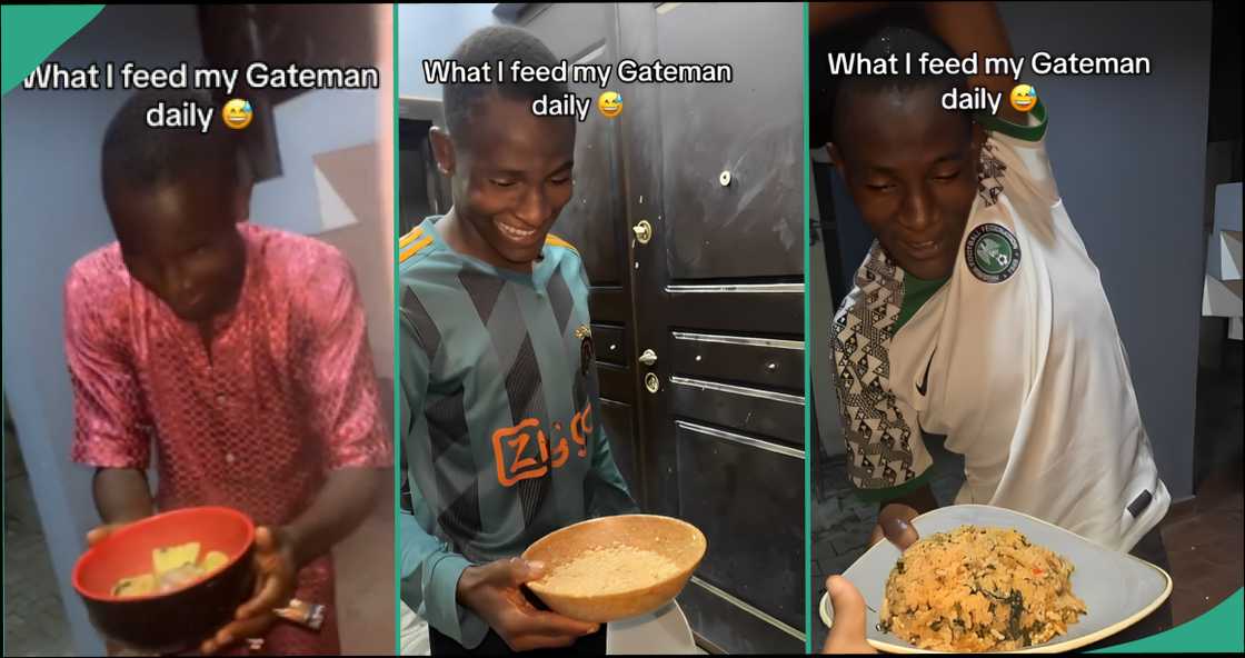 Mixed reactions as Nigerian lady displays food she serves her gateman, video goes viral