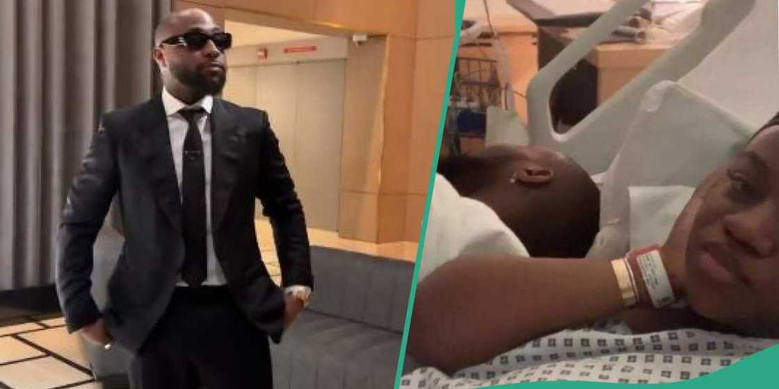 Davido on the bed with Chioma after delivery Davido on the bed with Chioma after delivery