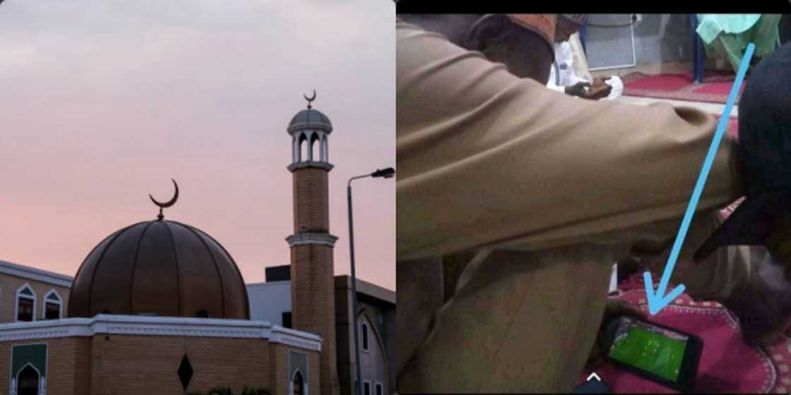 “Where Are We Heading To”: Man Reacts to Photo of Man Watching Football Match Inside Mosque “Where Are We Heading To”: Man Reacts to Photo of Man Watching Football Match Inside Mosque
