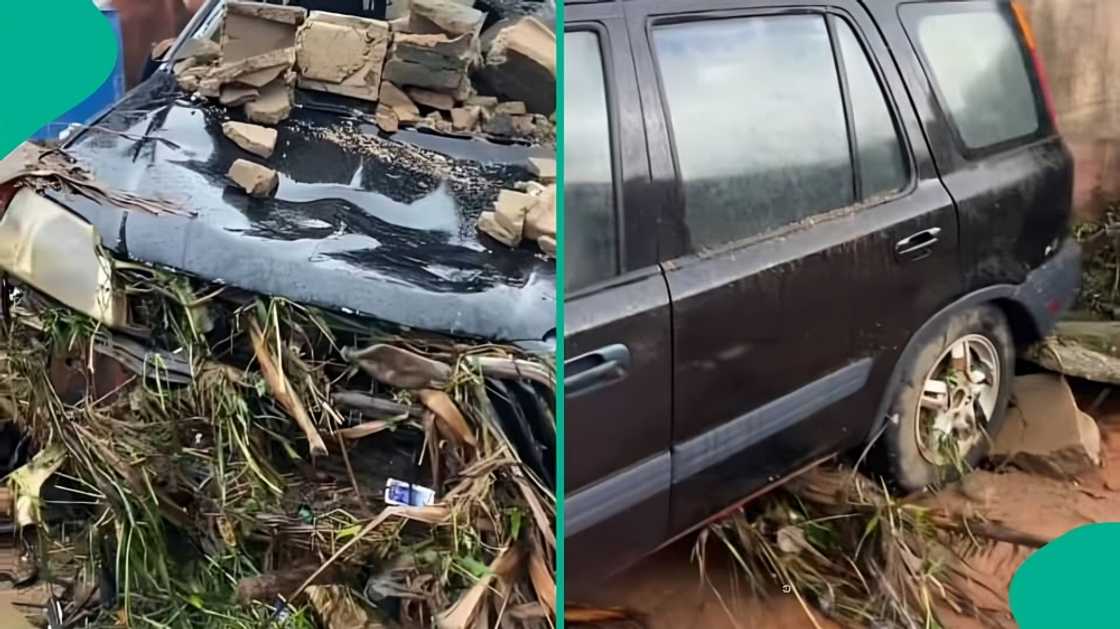 Woman shows what flood did to husband's parked car after returning from church