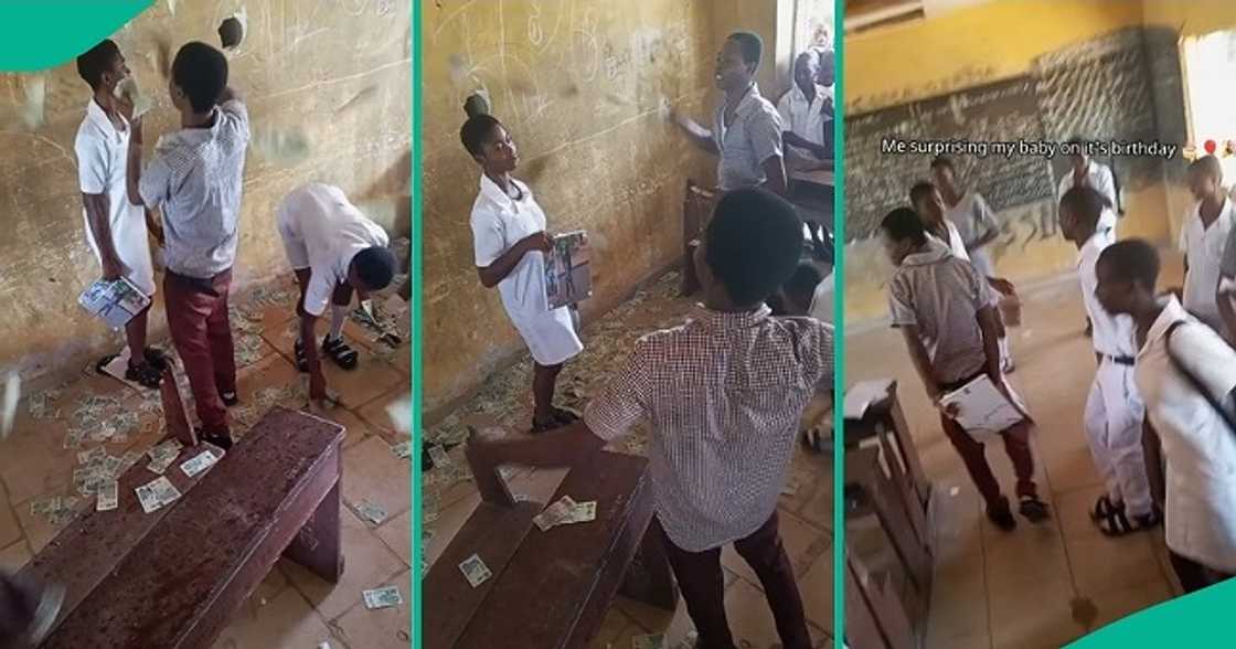 Secondary school boy surprises female student Secondary school boy surprises female student
