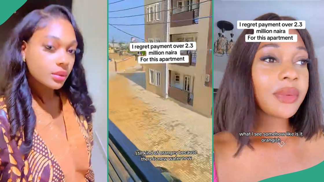 Lady discovers there is no light in her new apartment. Lady discovers there is no light in her new apartment.