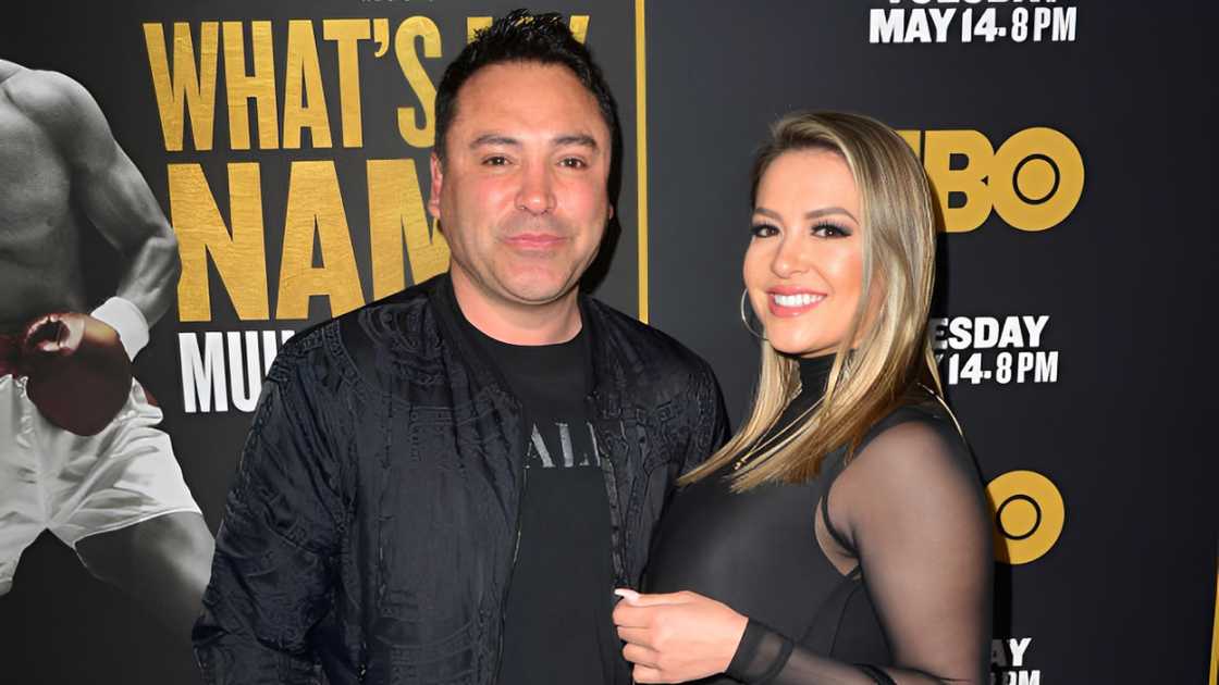 Oscar De La Hoya and Millie Corretjer in Los Angeles, California.