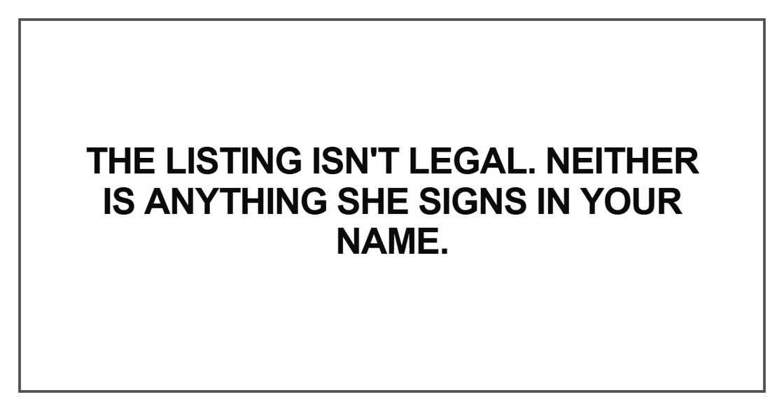 The listing isn't legal The listing isn't legal