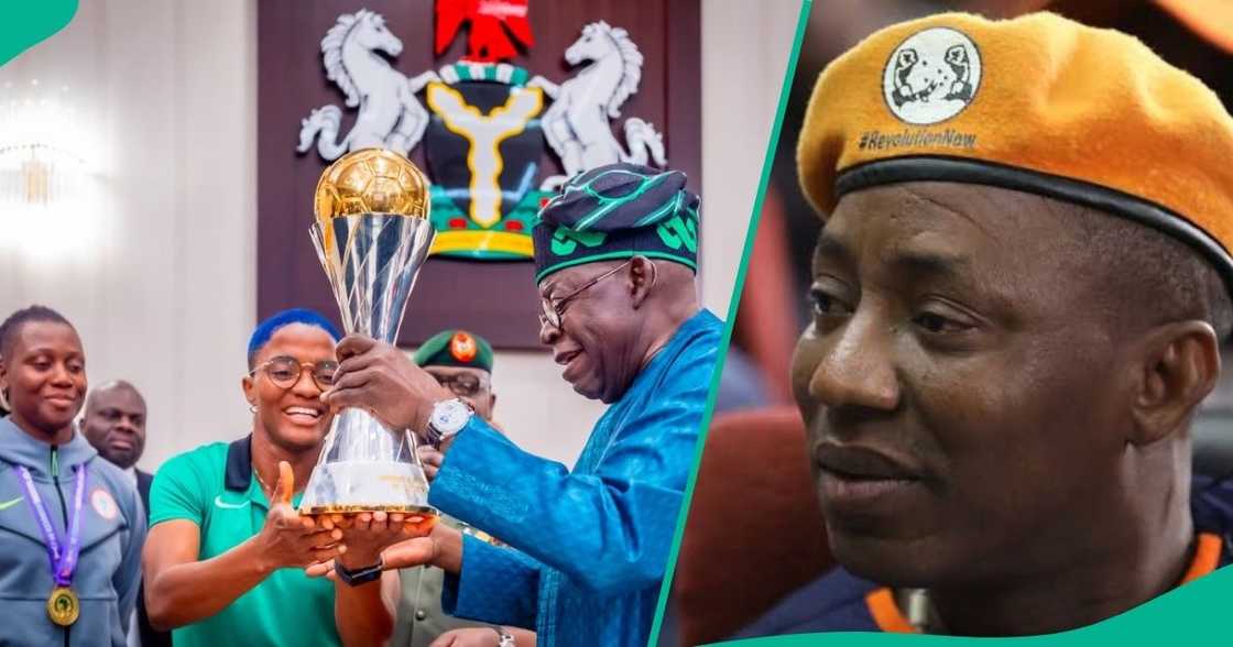 Omoyele Sowore fumes as President Tinubu gifts each Super Falcons player $100, 000. Omoyele Sowore fumes as President Tinubu gifts each Super Falcons player $100, 000.