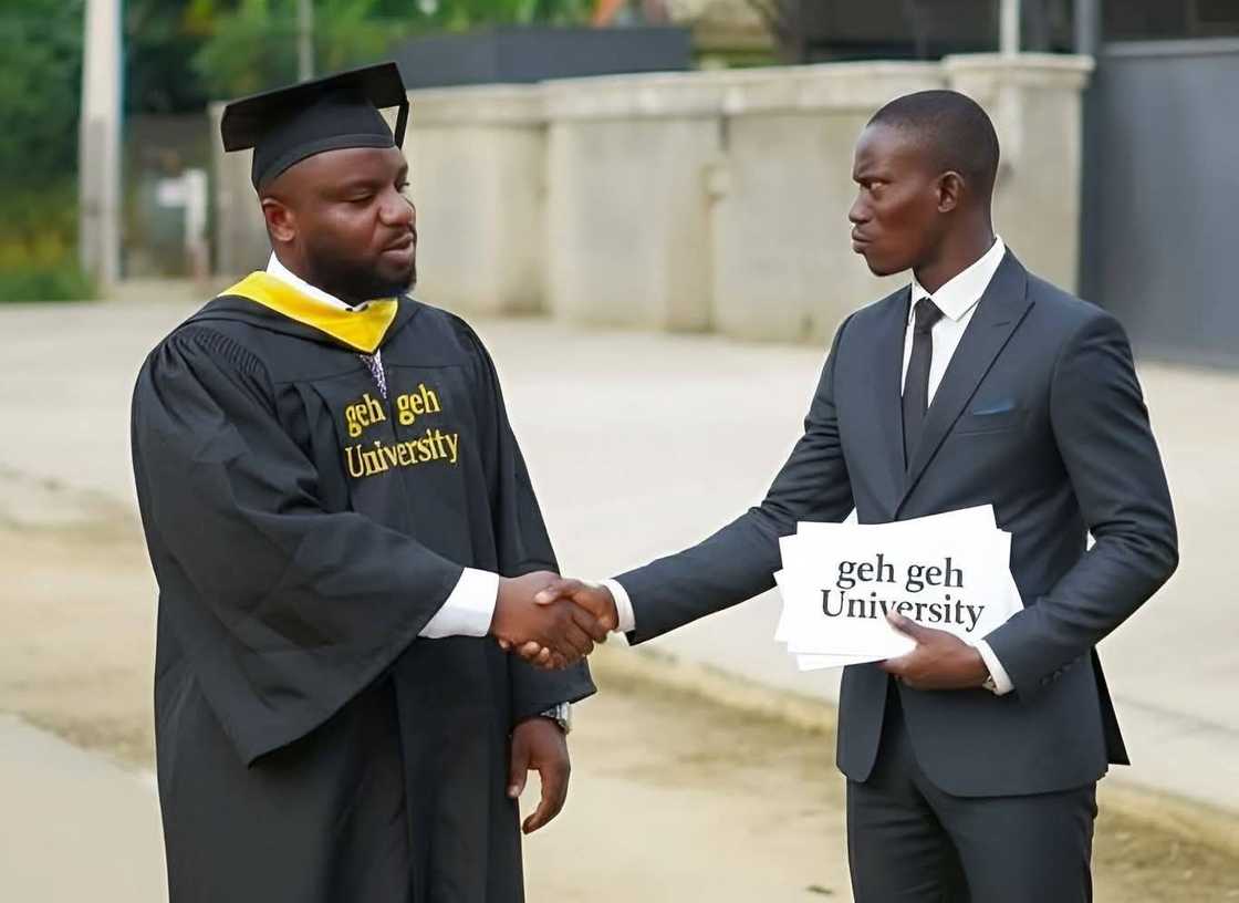 Geh Geh University student shaking hands with professor Geh Geh Geh Geh University student shaking hands with professor Geh Geh