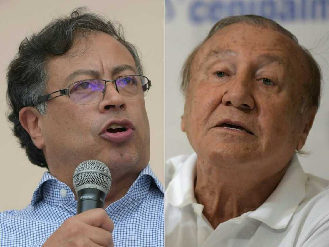 Colombian presidential candidate for the 'Colombia Humana' party and the Historic Pact coalition, Gustavo Petro (L), and Colombian independent presidential candidate Rodolfo Hernandez Colombian presidential candidate for the 'Colombia Humana' party and the Historic Pact coalition, Gustavo Petro (L), and Colombian independent presidential candidate Rodolfo Hernandez