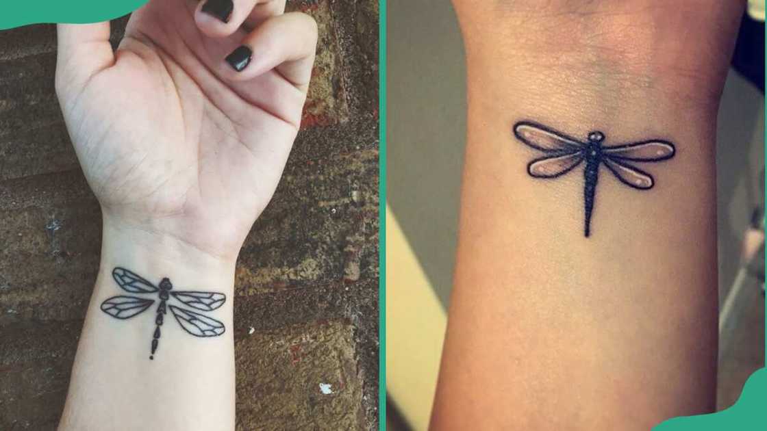 Dragonfly tattoo on the wrist Dragonfly tattoo on the wrist