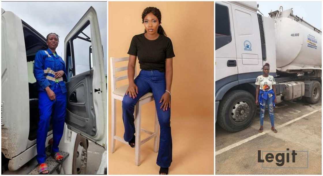 Photos of Iyeyemi Adeniran, Nigerian female tanker driver. Photos of Iyeyemi Adeniran, Nigerian female tanker driver.