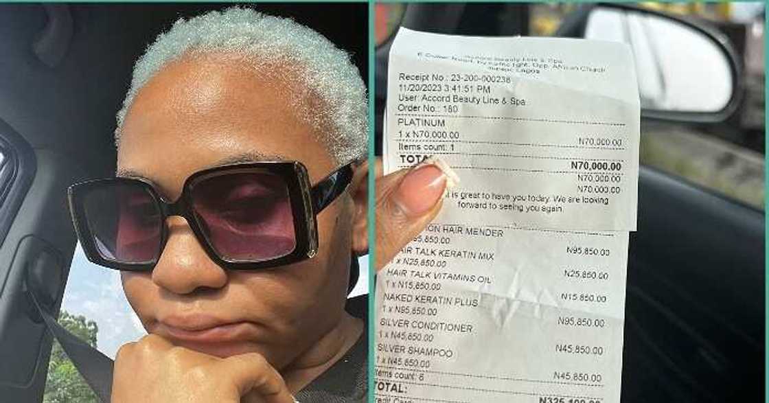 Lady spends N325k to barb her hair, displays receipt Lady spends N325k to barb her hair, displays receipt