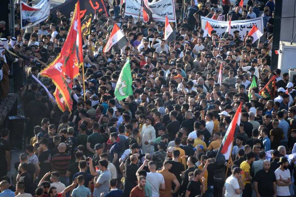 Supporters of Iraq's Coordination Framework hold a rally in the northern Iraqi city of Mosul Supporters of Iraq's Coordination Framework hold a rally in the northern Iraqi city of Mosul