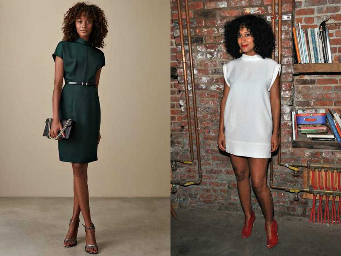 A knee-length short sheath dress A knee-length short sheath dress