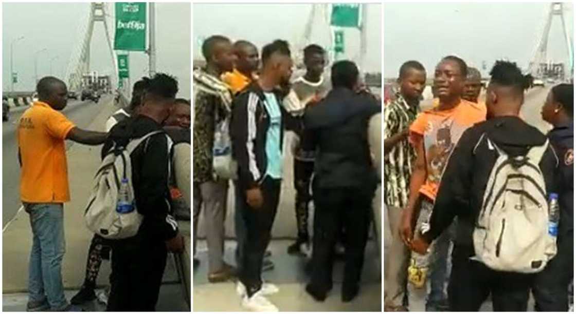 Nigerian man stopped from jumping into Lagos Lagoon. Nigerian man stopped from jumping into Lagos Lagoon.