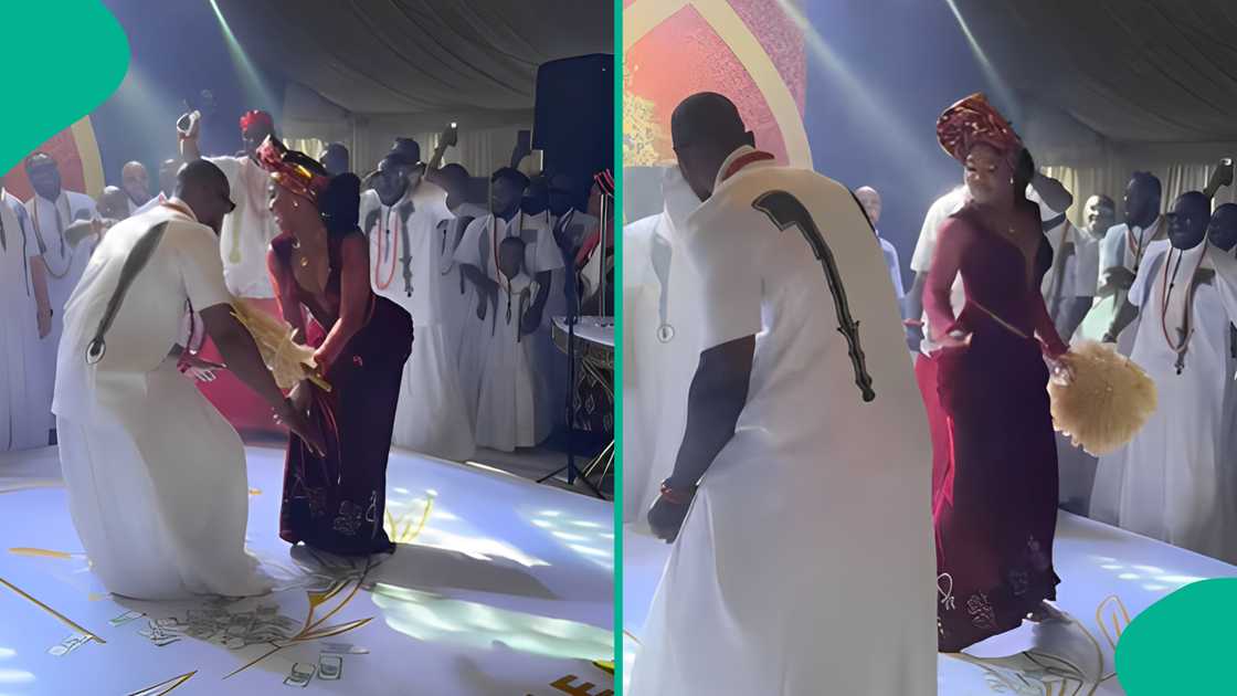 Bridesmaid delivers hot dance steps with groomsman Bridesmaid delivers hot dance steps with groomsman