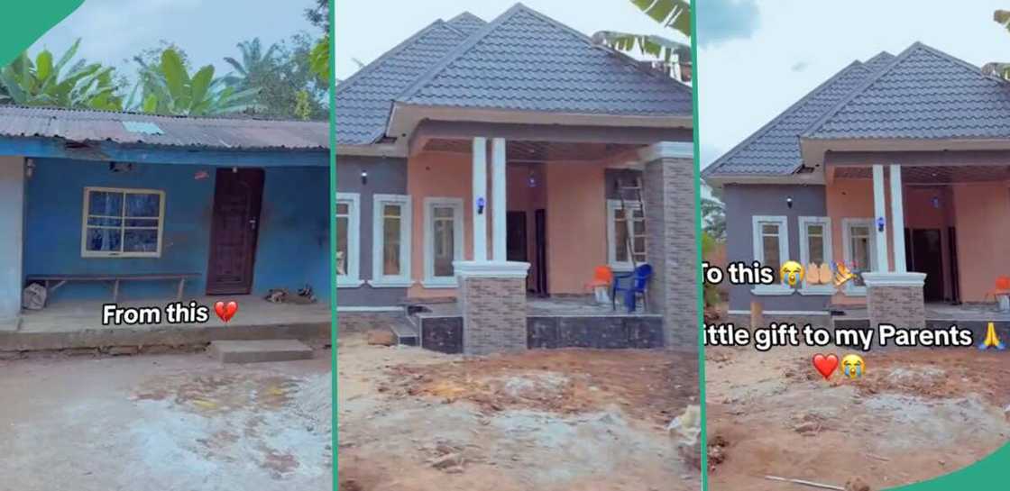 Man builds new house for his parents. Man builds new house for his parents.