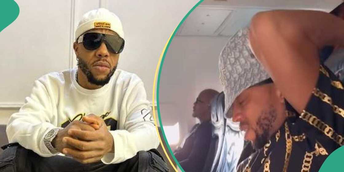 Charles Okocha frightened during plane turbulence. Charles Okocha frightened during plane turbulence.