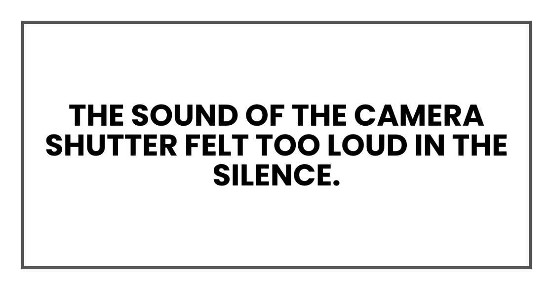 The sound of the camera shutter felt too loud in the silence. The sound of the camera shutter felt too loud in the silence.