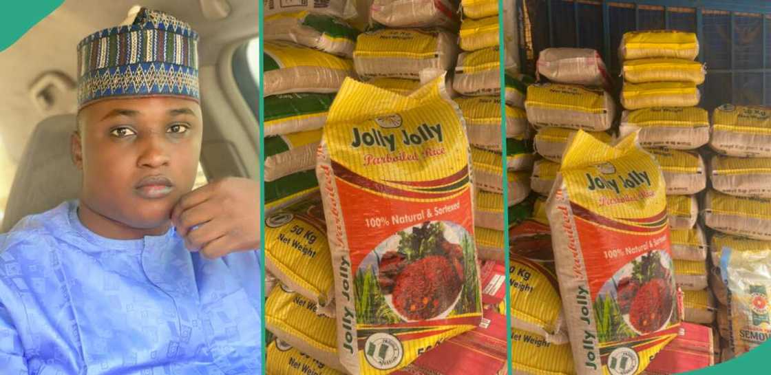 Kano trader selling cheap bags of rice displays it on Twitter. Kano trader selling cheap bags of rice displays it on Twitter.
