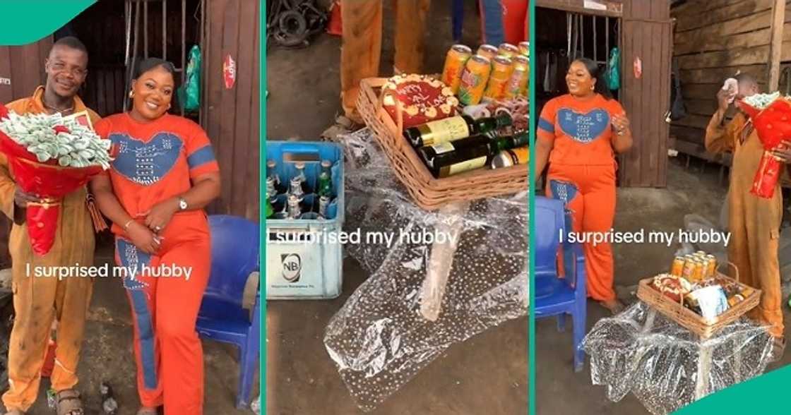 Nigerian woman who visited husband at his mechanic workshop makes headlines.