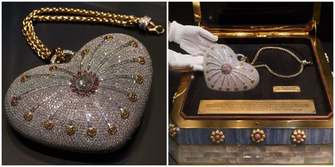 Photos of the Mouawad 1001 Nights Diamond Purse.