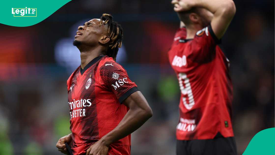 Samuel Chukwueze of AC Milan looks dejected against Monza on May 24, 2025. Photo by Francesco Scaccianoce