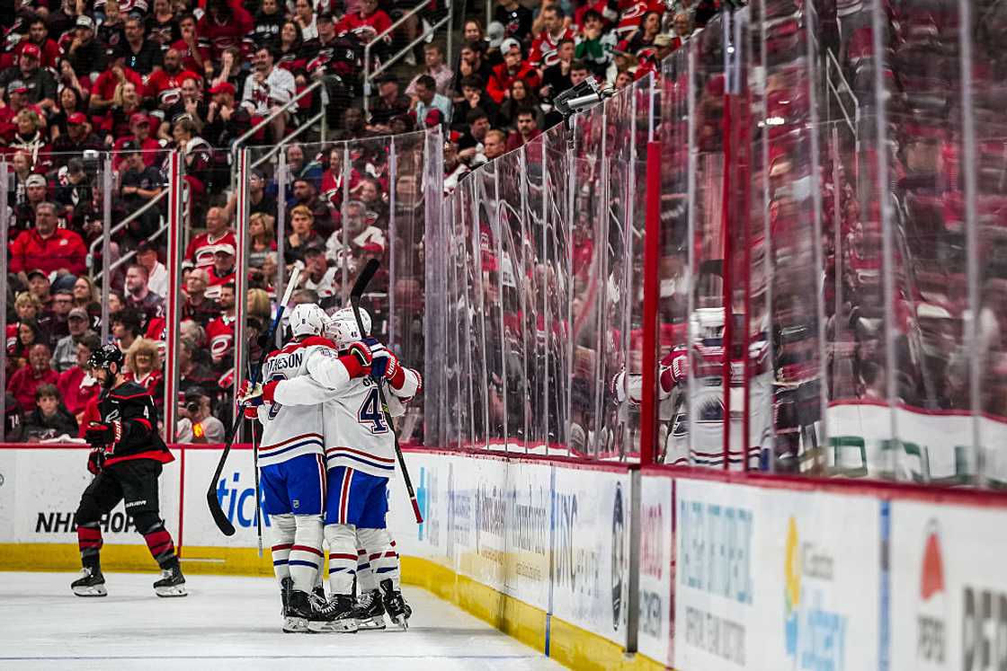 Carolina Hurricanes celebrate at the PNC Arena Carolina Hurricanes celebrate at the PNC Arena