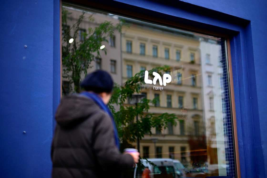 The coffee chain LAP is known for its electric blue shop fronts and minimalist design