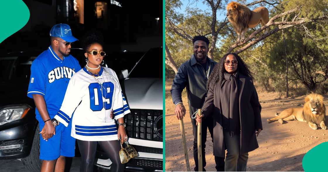 Veekee James, Husband Take Walk With Giant Lions, Share Pictures, Video Amid Pregnancy Speculations