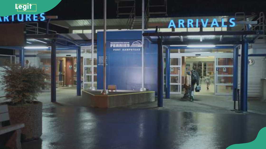 The show’s Port Hampstead ferry terminal is Swartz Bay Terminal near Sidney The show’s Port Hampstead ferry terminal is Swartz Bay Terminal near Sidney
