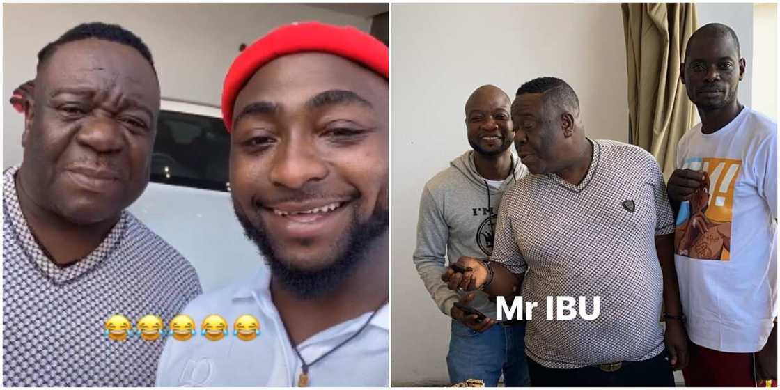 Comic actor Mr Ibu visits Davido's mansion (video)