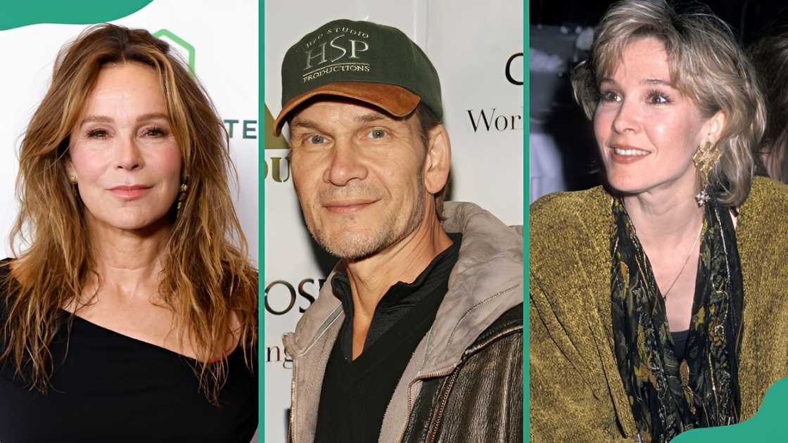 Actors Jennifer Grey, Patrick Swayze, and Cynthia Rhodes