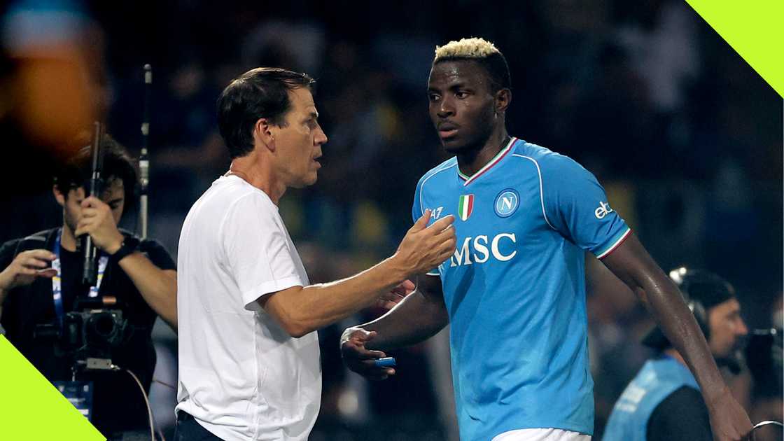 Victor Osimhen speaks to former Napoli coach, Rudi Garcia