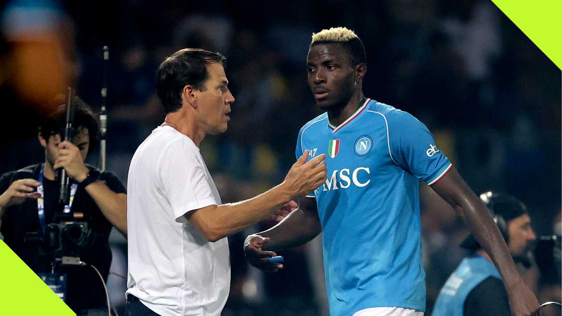 Victor Osimhen speaks to former Napoli coach, Rudi Garcia Victor Osimhen speaks to former Napoli coach, Rudi Garcia