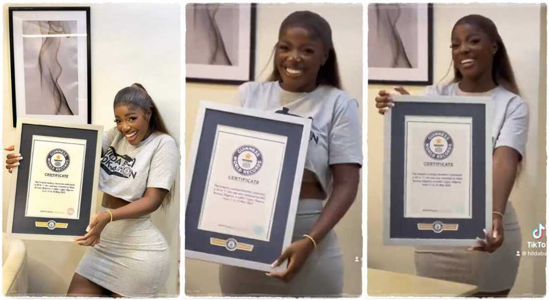 Photos of a Hilda Baci holding her Guinness World Records ceritificate. Photos of a Hilda Baci holding her Guinness World Records ceritificate.