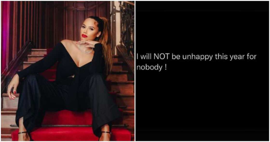 Wizkid's Jada says she won't be unhappy for anyone in 2023. Wizkid's Jada says she won't be unhappy for anyone in 2023.