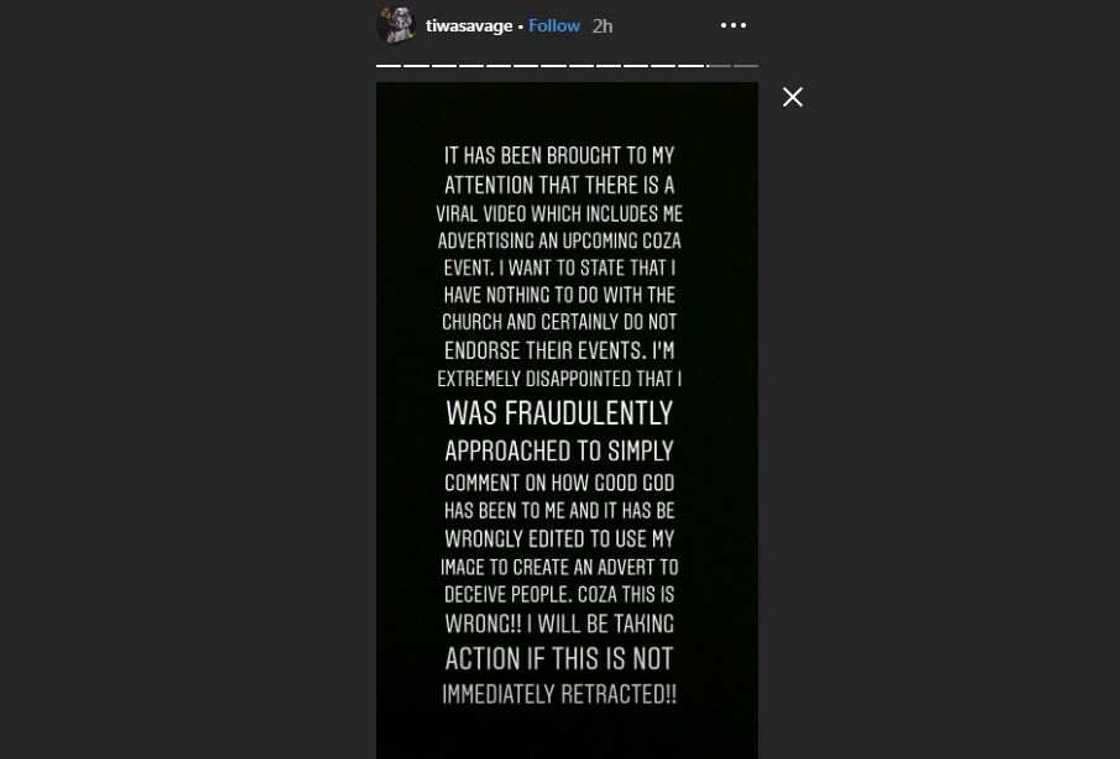 Tiwa Savage drags COZA after Davido and Wizkid dissociated themselves from viral video Tiwa Savage drags COZA after Davido and Wizkid dissociated themselves from viral video