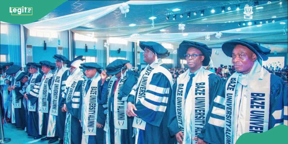 Vice-Chancellor addressing graduates during the 12th Convocation Ceremony in Abuja.