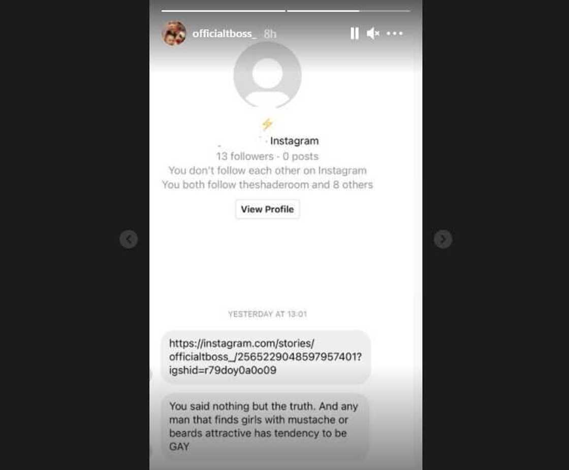 If We Talk Now, You Will Start Crying: Actress Etinosa Blasts Tboss for Body Shaming Women With Moustache If We Talk Now, You Will Start Crying: Actress Etinosa Blasts Tboss for Body Shaming Women With Moustache