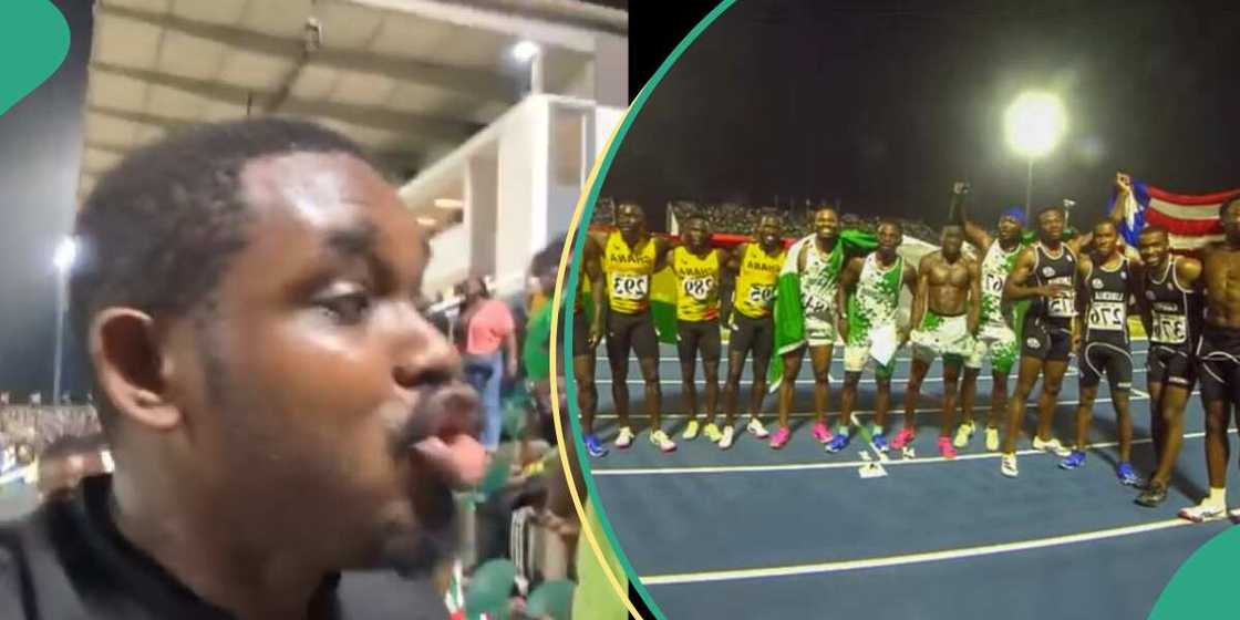 Nigerian man mocks Ghanaians after winning 4x100m men's relay race at the All-African Games Nigerian man mocks Ghanaians after winning 4x100m men's relay race at the All-African Games