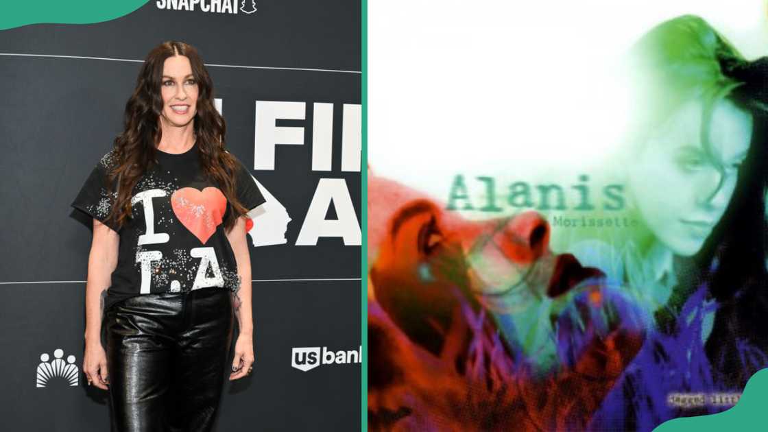 Alanis Morissette in Los Angeles, California (L). A cover photo of Jagged Little Pill album(R). Alanis Morissette in Los Angeles, California (L). A cover photo of Jagged Little Pill album(R).