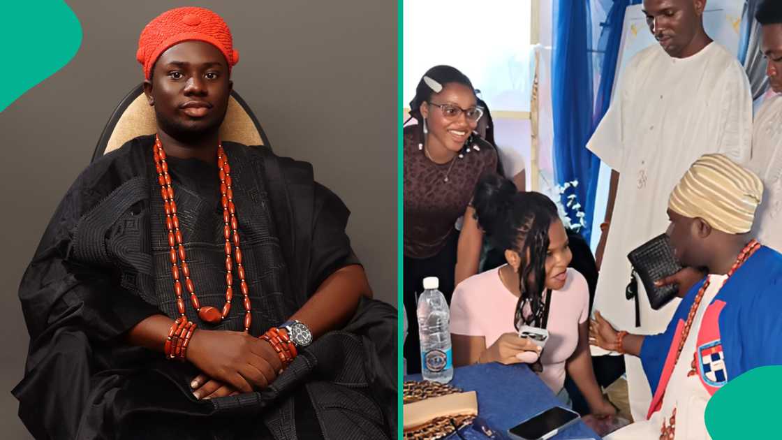 Video of female fans kneeling to greet youngest Yoruba monarch Oba Oloyede trends. Video of female fans kneeling to greet youngest Yoruba monarch Oba Oloyede trends.