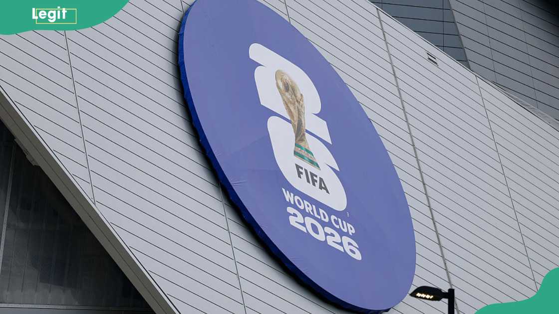 The FIFA World Cup 2026 logo on the stadium during the Trophy Tour in Atlanta on 16 May 2026. The FIFA World Cup 2026 logo on the stadium during the Trophy Tour in Atlanta on 16 May 2026.