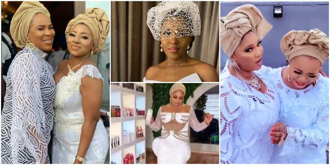 Faithia Williams Mide Martins Others Who Stormed Actress Biola Adebayo s Wedding in White Lace Stylish Gele Legit.ng