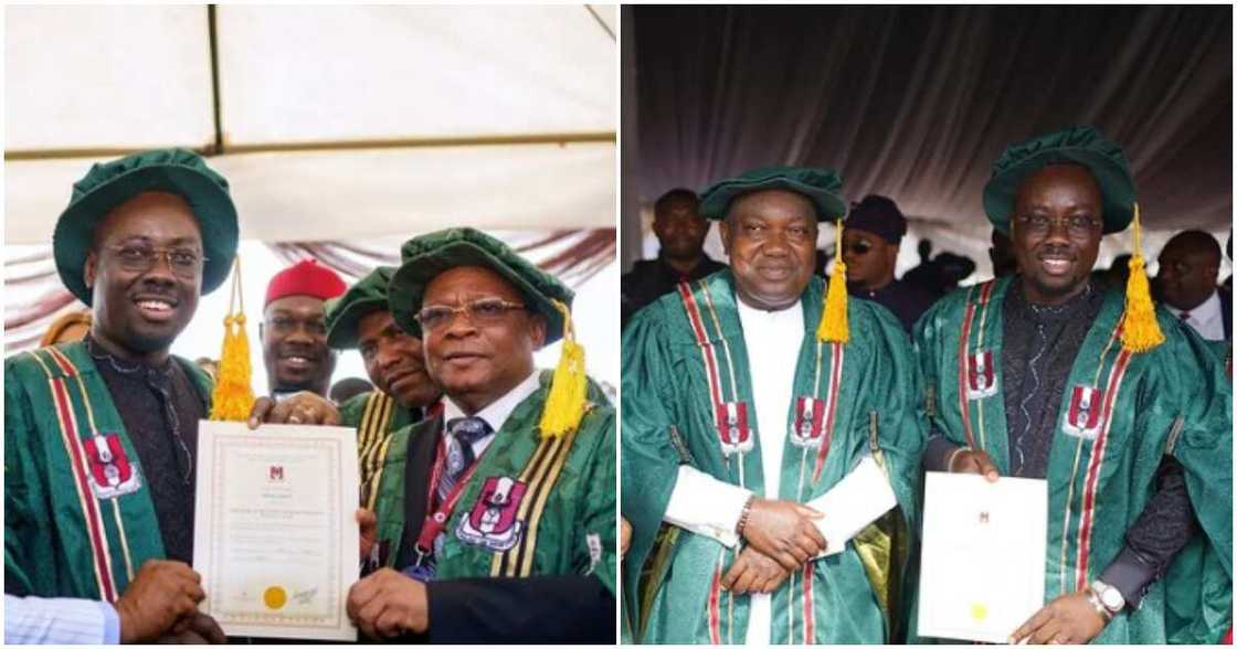 Photos of Obi Cubana getting awarded an honourary doctorate