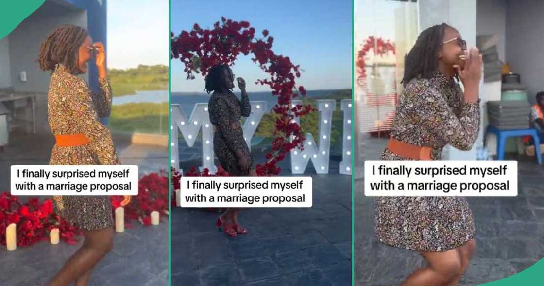Video emerges as single lady proposes marriage to herself Video emerges as single lady proposes marriage to herself
