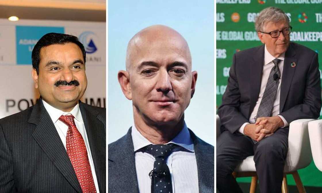 Gautam Adani, Jeff Bezos, Bill Gates