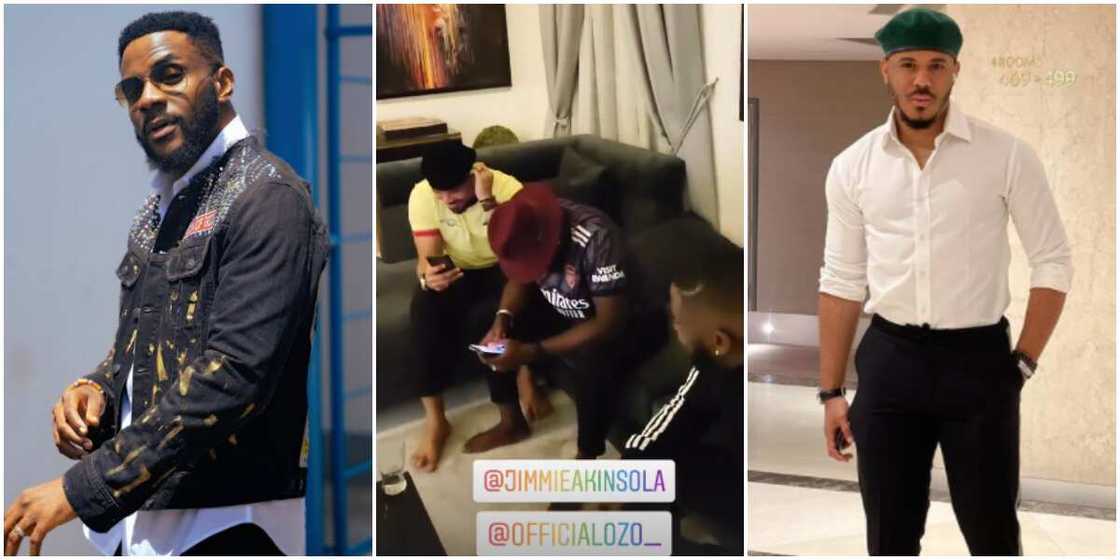 Ebuka and Ozo watch match together Ebuka and Ozo watch match together