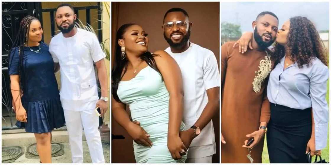 BBNaija housemate Tega and her husband. BBNaija housemate Tega and her husband.