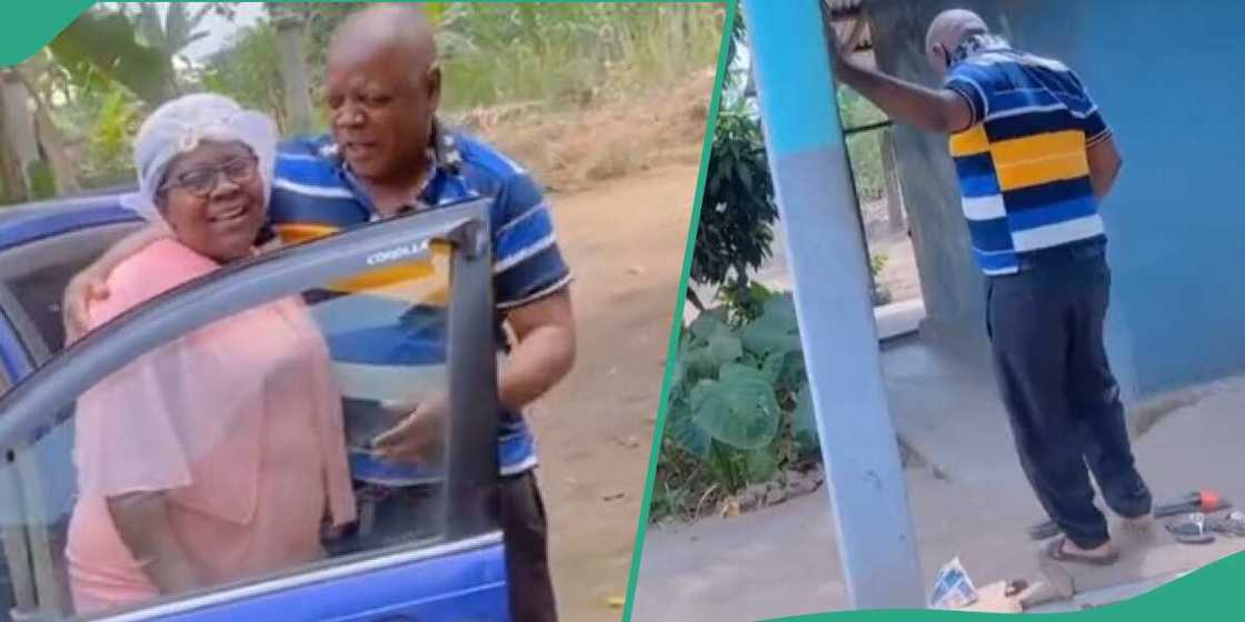 The father welcomes his wife The father welcomes his wife