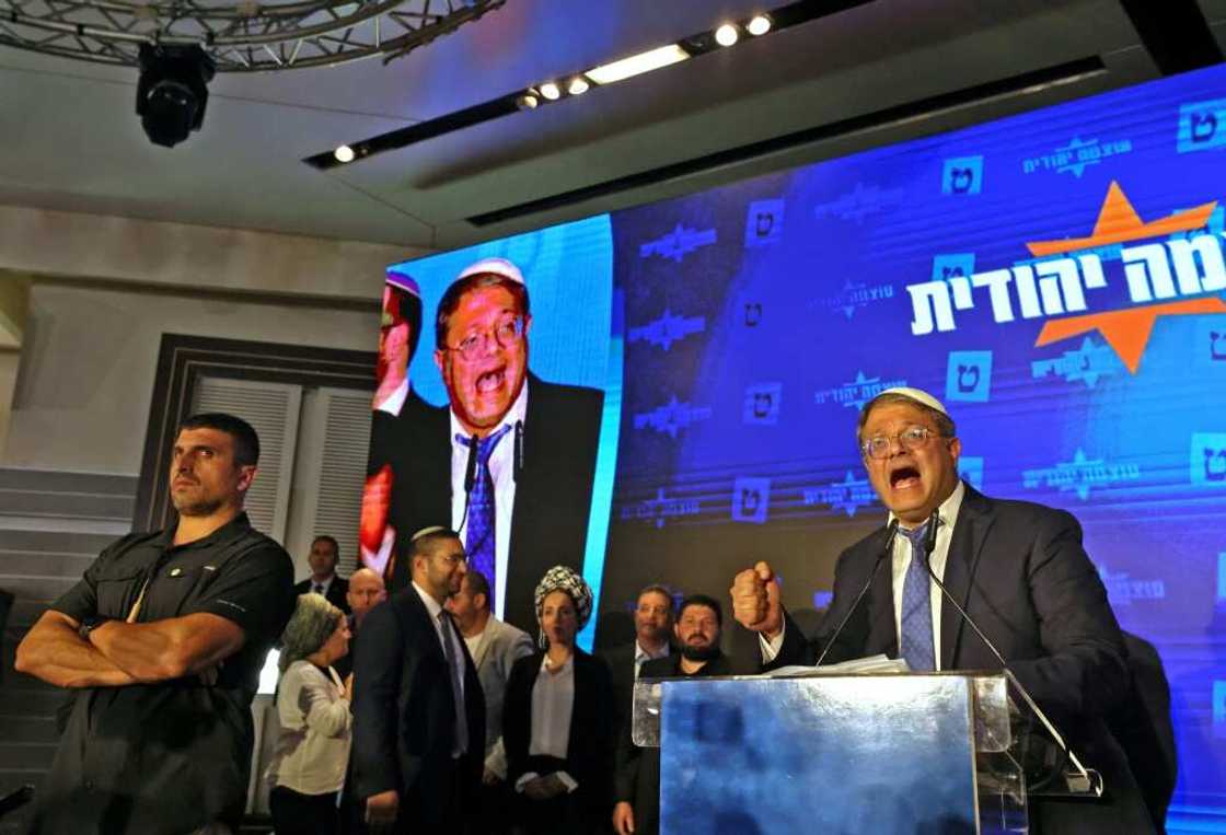 Itamar Ben Gvir, leader of Israel's Otzma Yehudit (Jewish Power) far-right party, addresses supporters after the end of voting Itamar Ben Gvir, leader of Israel's Otzma Yehudit (Jewish Power) far-right party, addresses supporters after the end of voting